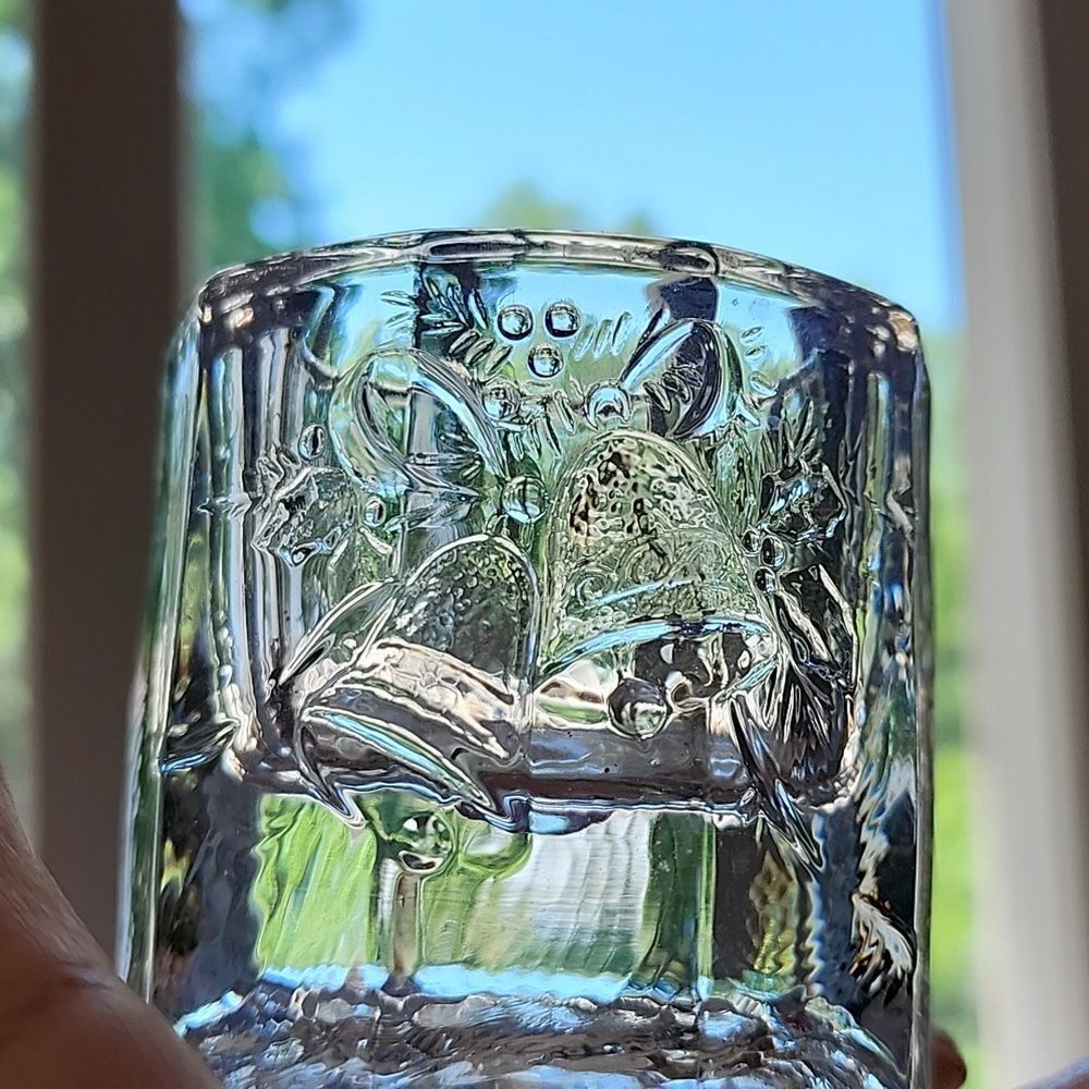 Vintage Mikasa Crystal Holiday Candleholder With Embossed Bells